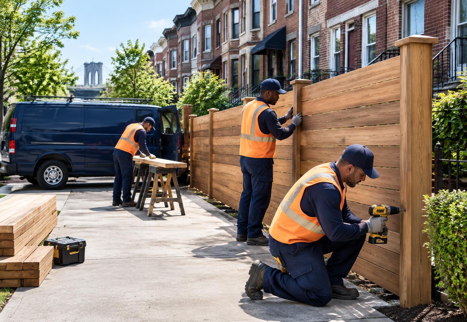 Brooklyn fence installation crew at work